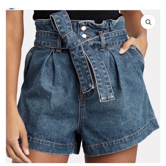 Veronica Beard Nori Extra! High Rise Belted Denim Paperbag Waist Short 28/6 Jean - Picture 1 of 10